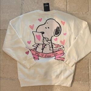 Peanuts Cream Sweatshirt with Pink Accents
